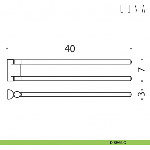 Porta salvietta doppio a snodo Colombo Design Luna 40 cm disegno