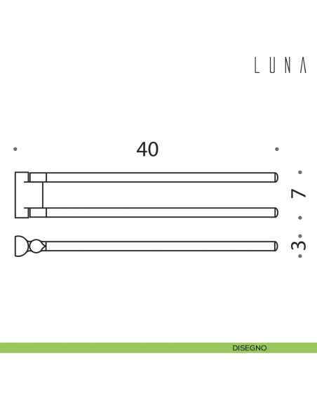 Porta salvietta doppio a snodo Colombo Design Luna 40 cm disegno