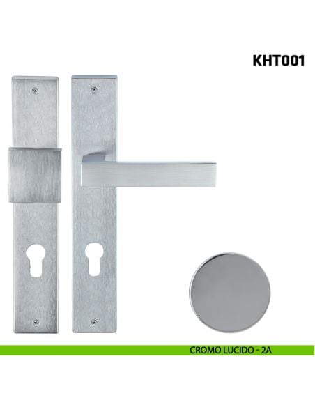Kit maniglia con pomolo su placca per hotel Comit KHT001 cromo lucido