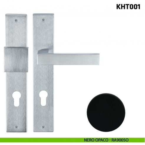 Kit maniglia con pomolo su placca per hotel Comit KHT001 nero opaco