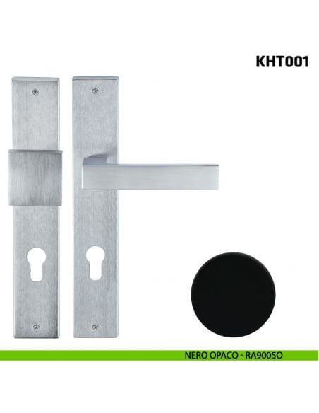 Kit maniglia con pomolo su placca per hotel Comit KHT001 nero opaco