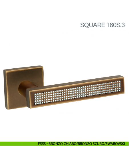 Maniglia per porta con cristalli Swarovski Square Fimet Handles F55S - Bronzo Chiaro-Bronzo Scuro - Swarovski