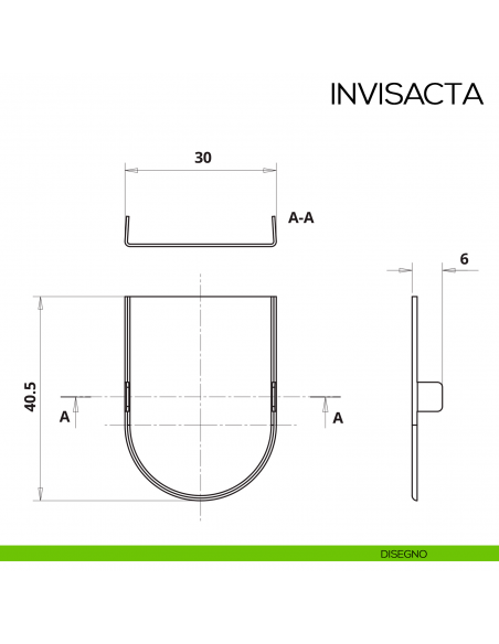 Cappuccio per cerniera Invisacta Otlav IN300120 alluminio argento disegno