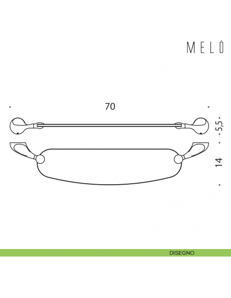 Mensola Colombo Design Melò 70 cm disegno