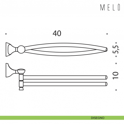 Porta salvietta doppio a snodo Colombo Design Melò disegno