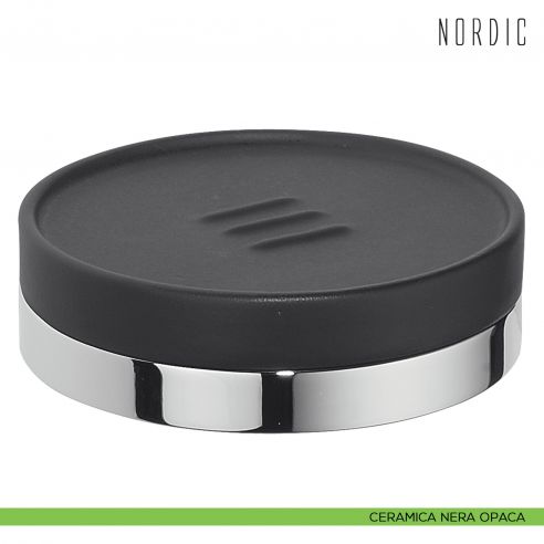 Porta sapone da appoggio Colombo Design Nordic ceramica nera opaca