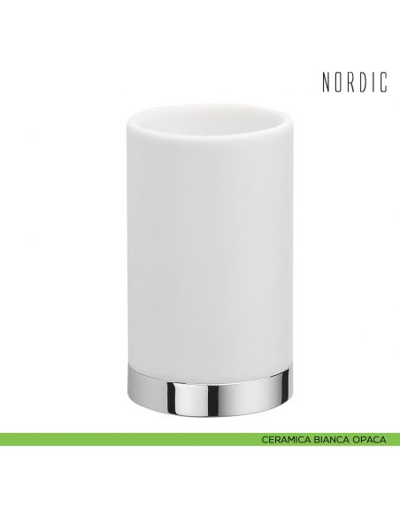 Porta bicchiere da appoggio Colombo Design Nordic ceramica bianca opaca
