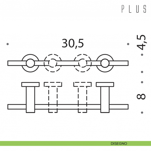 Porta salvietta con supporti regolabili Colombo Design Plus 30 cm disegno