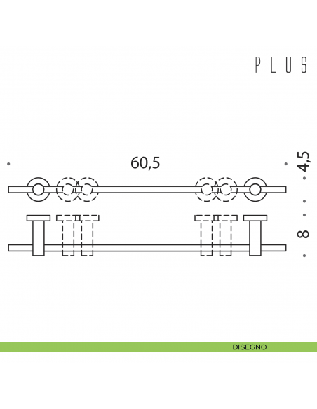 Porta salvietta con supporti regolabili Colombo Design Plus 60 cm disegno