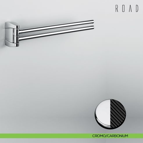 Porta salvietta doppio a snodo Colombo Design Road B8012 cromo-carbonium