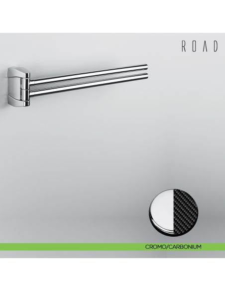 Porta salvietta doppio a snodo Colombo Design Road B8012 cromo-carbonium