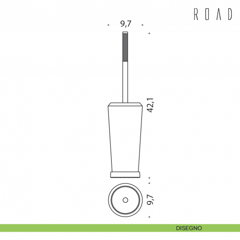 Porta scopino da appoggio Colombo Design Road B8006 disegno cromo-carbonium