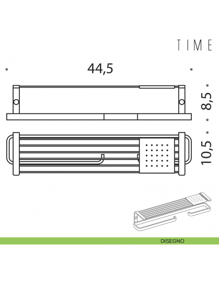 Mensola con porta salvietta e porta rotolo Colombo Design Time disegno destro