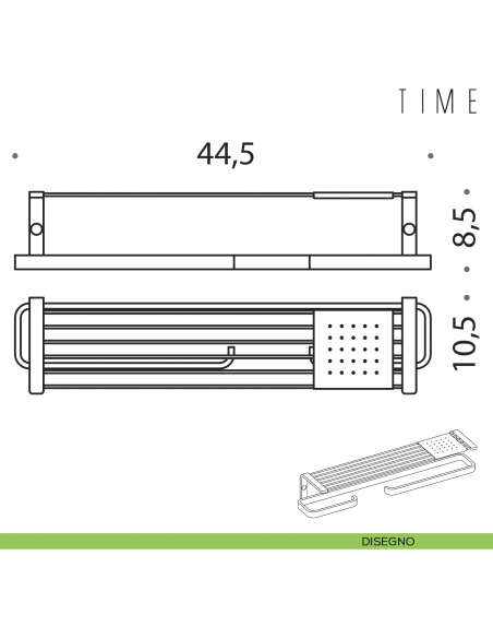 Mensola con porta salvietta e porta rotolo Colombo Design Time disegno sinistro
