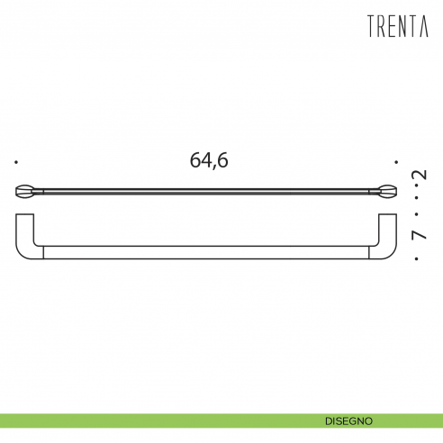 Porta salvietta Colombo Design serie Trenta 64,6 cm disegno