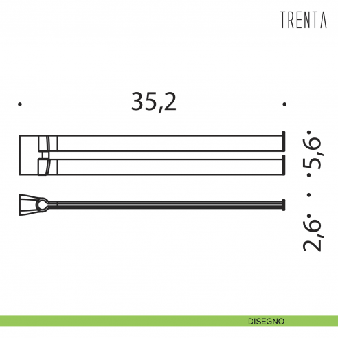 Porta salvietta doppio a snodo Colombo Design serie Trenta disegno