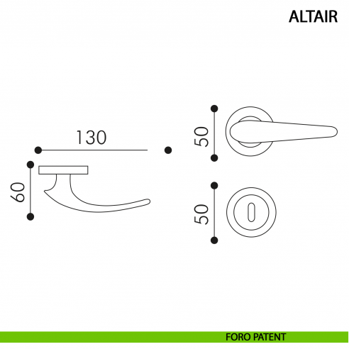 Maniglia per porta Altair Arieni foro patent