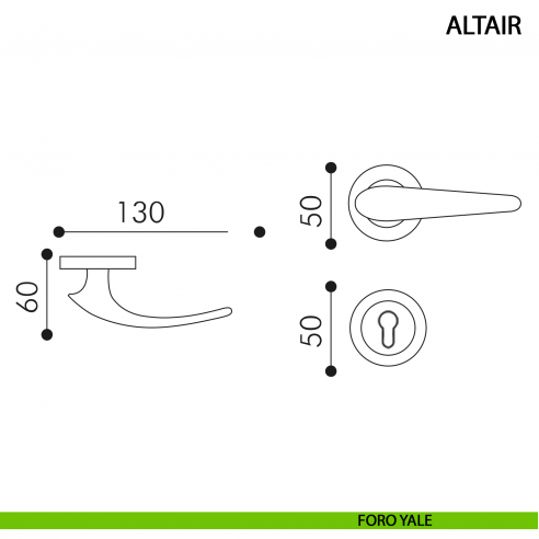 Maniglia per porta Altair Arieni foro yale