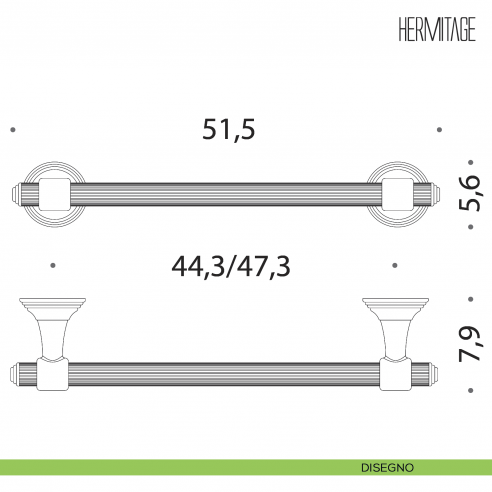 Porta salvietta Colombo Design Hermitage 51,5 cm B3310 disegno