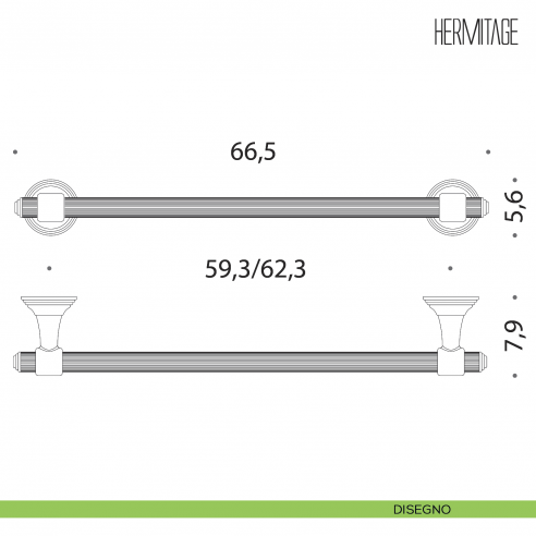 Porta salvietta Colombo Design Hermitage 66,5 cm B3311 disegno