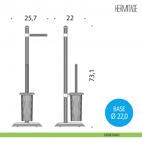 Piantana porta rotolo e porta scopino Colombo Design Hermitage B3318 disegno