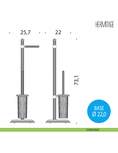 Piantana porta rotolo e porta scopino Colombo Design Hermitage B3318 disegno