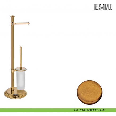 Piantana porta rotolo e porta scopino Colombo Design Hermitage B3318 ottone antico