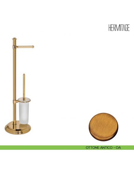Piantana porta rotolo e porta scopino Colombo Design Hermitage B3318 ottone antico