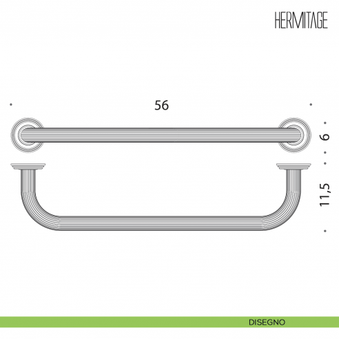 Maniglione per vasca Colombo Design Hermitage 56 cm B3374 disegno