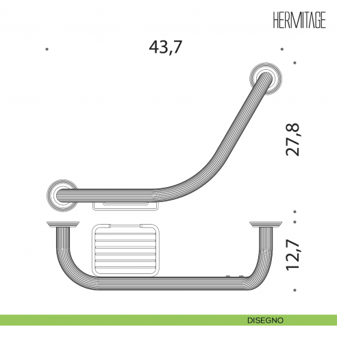 Maniglione per vasca con porta sapone Colombo Design Hermitage B3375 disegno