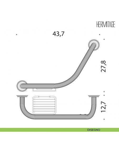 Maniglione per vasca con porta sapone Colombo Design Hermitage B3375 disegno
