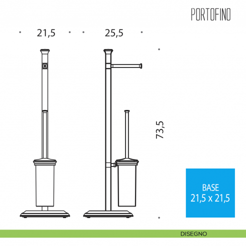 Piantana porta rotolo e porta scopino Colombo Design Portofino disegno