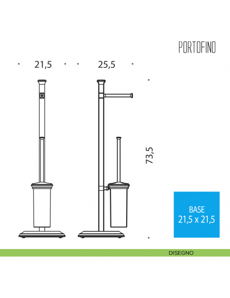 Piantana porta rotolo e porta scopino Colombo Design Portofino disegno