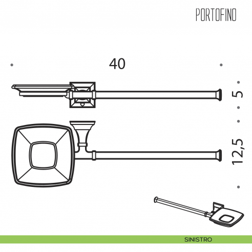 Porta sapone e porta salvietta per bidet Colombo Design Portofino disegno sinistro