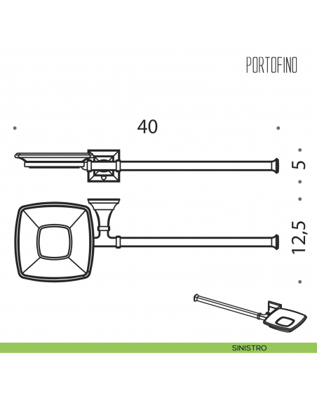 Porta sapone e porta salvietta per bidet Colombo Design Portofino disegno sinistro
