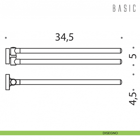 Porta salvietta doppio a snodo Colombo Design Basic disegno