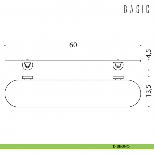 Mensola Colombo Design Basic 60 cm disegno