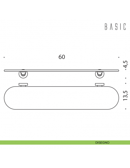 Mensola Colombo Design Basic 60 cm disegno