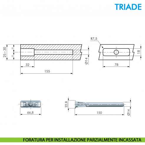 Reggimensola a scomparsa Ferramenta Livenza Triade per mensole in legno con spessori a partire da 25 a 40 mm