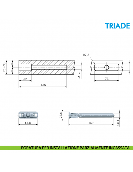 Reggimensola a scomparsa Ferramenta Livenza Triade per mensole in legno con spessori a partire da 25 a 40 mm
