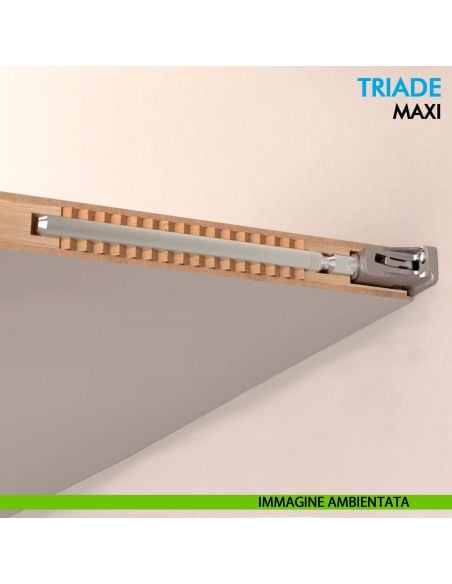 Reggimensola a scomparsa Ferramenta Livenza Triade Maxi XXL per mensole in legno tamburato spessore a partire da 40 mm