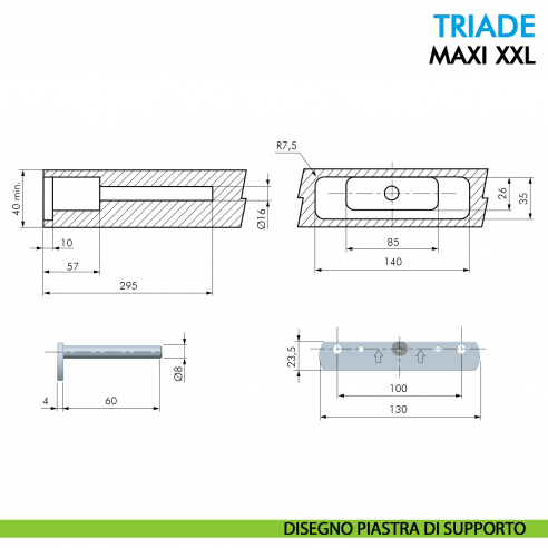 Reggimensola a scomparsa Ferramenta Livenza Triade Maxi XXL per mensole in legno tamburato spessore a partire da 40 mm