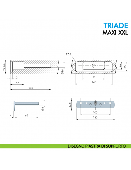 Reggimensola a scomparsa Ferramenta Livenza Triade Maxi XXL per mensole in legno tamburato spessore a partire da 40 mm