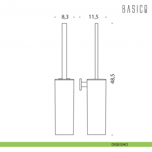 Porta scopino sospeso in ABS Colombo Design Basic Q B3707 disegno