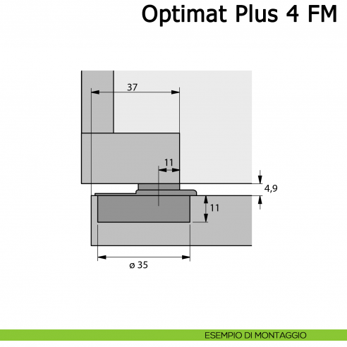 Cerniera Hettich Optimat Plus 4 FM per ante in battuta