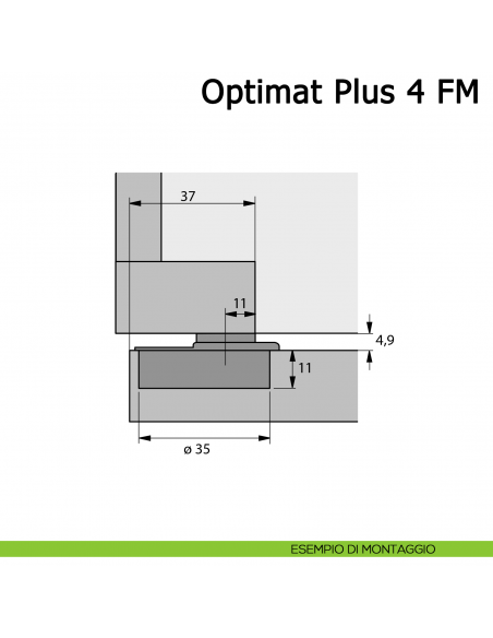 Cerniera Hettich Optimat Plus 4 FM per ante in battuta