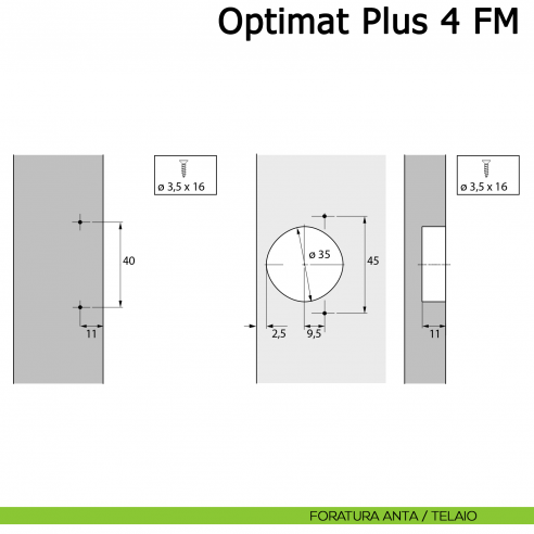 Cerniera Hettich Optimat Plus 4 FM per ante in battuta
