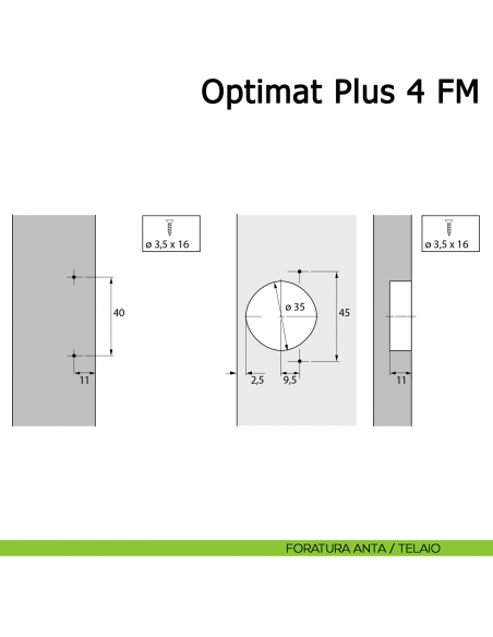 Cerniera Hettich Optimat Plus 4 FM per ante in battuta