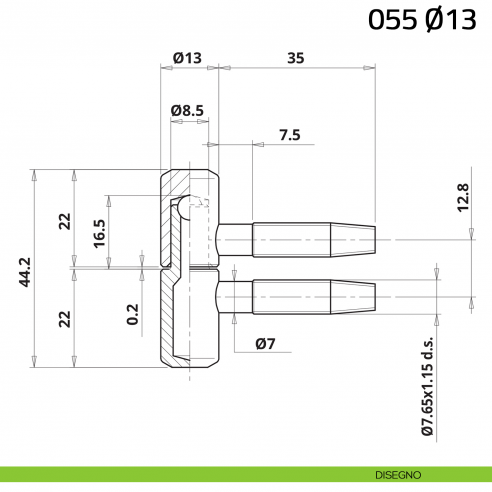 Cerniera anuba liscia Otlav diametro 13 mm bronzata per porta in legno