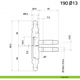 Cerniera anuba stile barocco Otlav diametro 13 mm bronzata per porta in legno 2